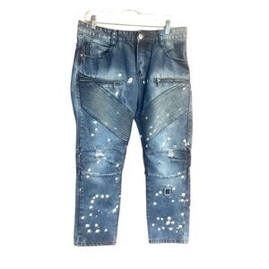 Black Premium Men’s  distressed, Paint Splatter Jeans Sz 34/28